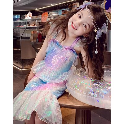 女童美人鱼泳衣夏季儿童分体泳装