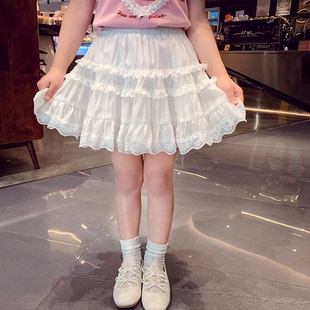 女童白色半身裙夏装儿童新款高腰显瘦a字裙小女孩百搭韩版短裙子