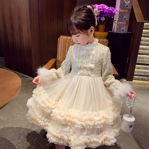 女童小香风加绒连衣裙新款公主裙