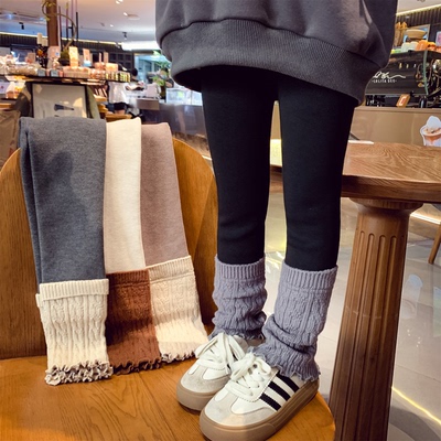 女童堆堆袜套加绒打底裤子