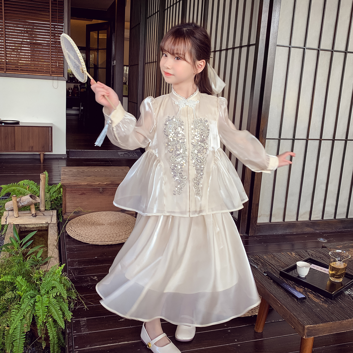 女童新中式汉服裙套装春秋