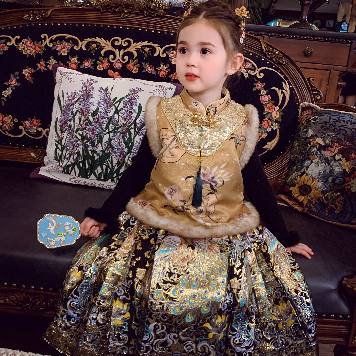 女童新中式国风马甲马面裙两件套