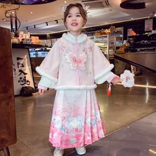 女童汉服套裙冬装2025新款儿童国风新中式唐装外套马面裙两件套装