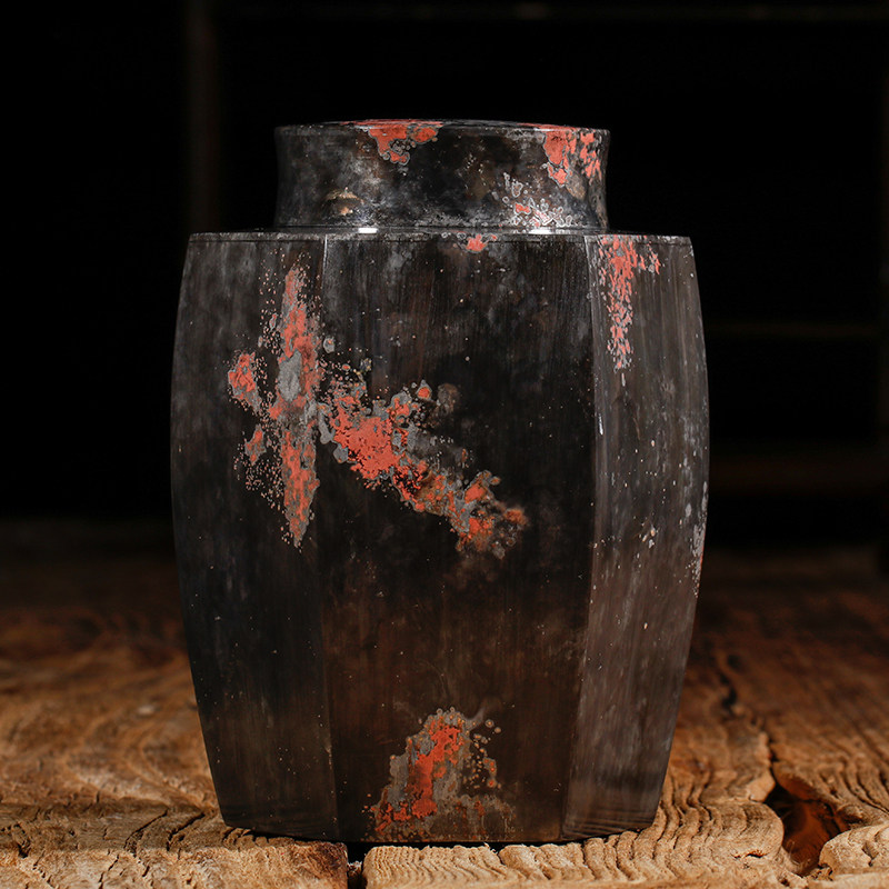李子森作品善锡堂古锡茶叶罐观山晚照纯锡大号茶叶罐铁观音约350g