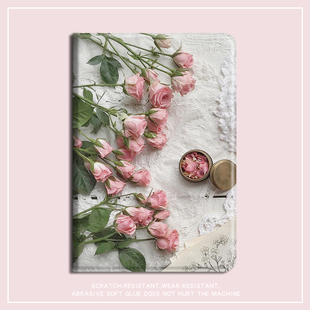 5畅享2少女款 笔槽防摔软壳 Pro潮X8荣耀9全包V7pro玫瑰m6 适用华为matepad平板保护套air11.5创意se花朵2023款