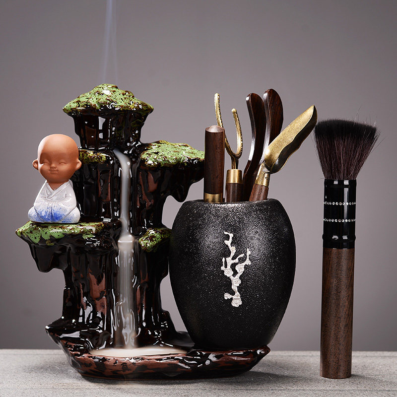隐茶缘纯铜黑檀木泡茶工具图片