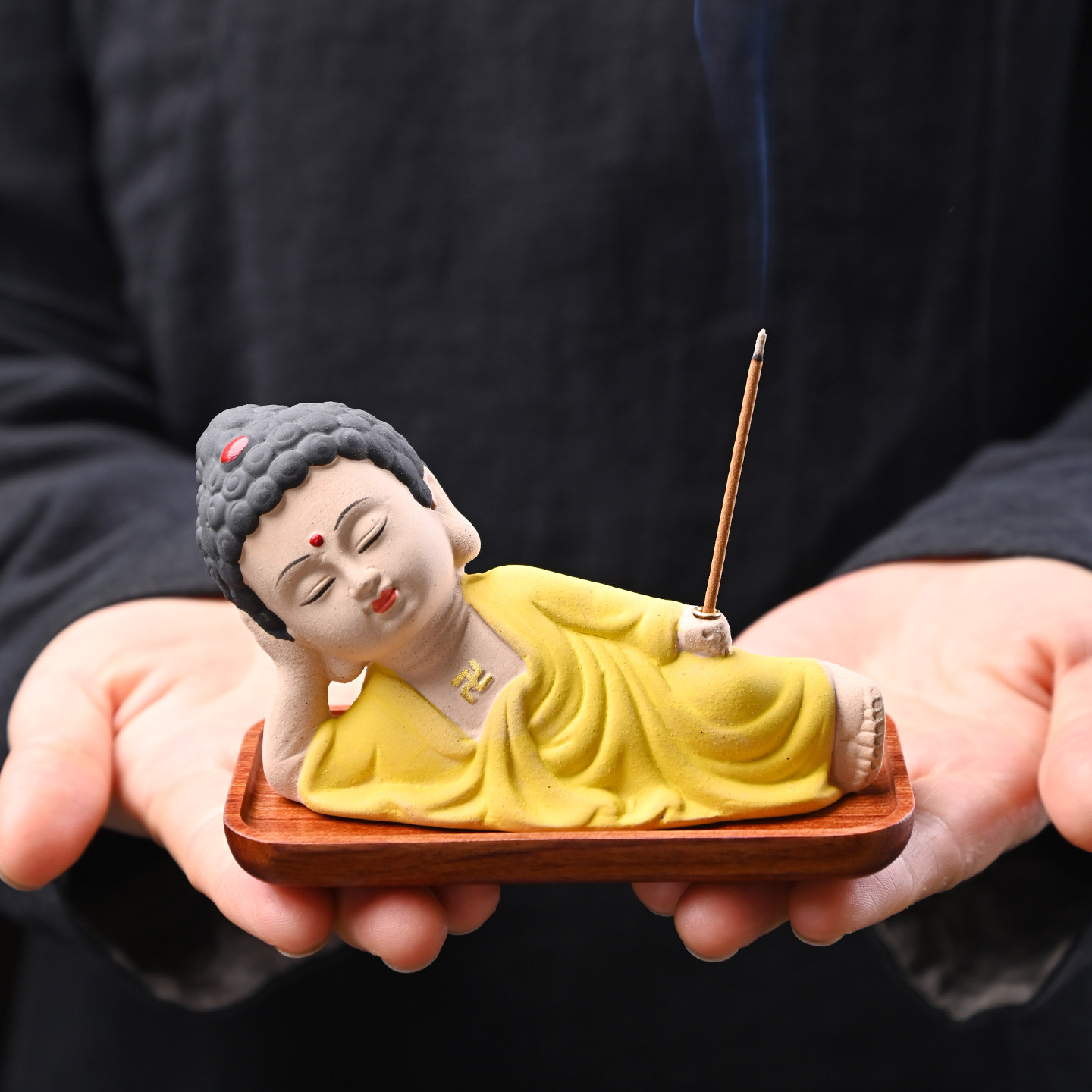 创意佛像紫砂茶宠摆件卧佛小如来茶桌装饰品禅意茶具配件线香插炉