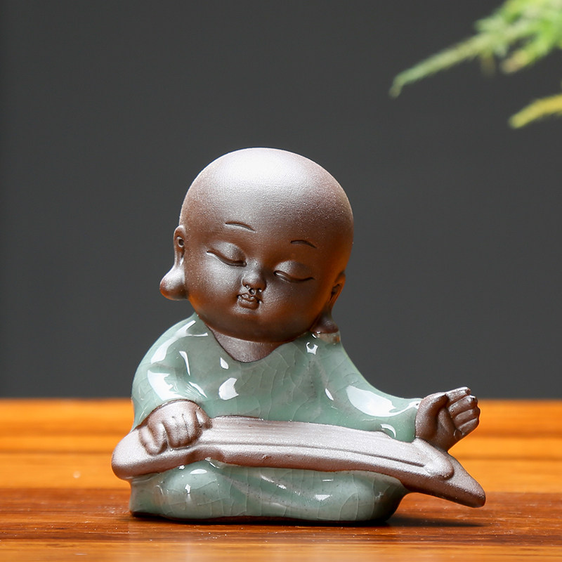 隐茶缘哥窑茶宠摆件精品 可养迷你小泥人摆件悠然小和尚摆件 禅意,餐饮具,茶宠摆件,淘宝优惠券,粉丝福利购,淘宝优惠卷