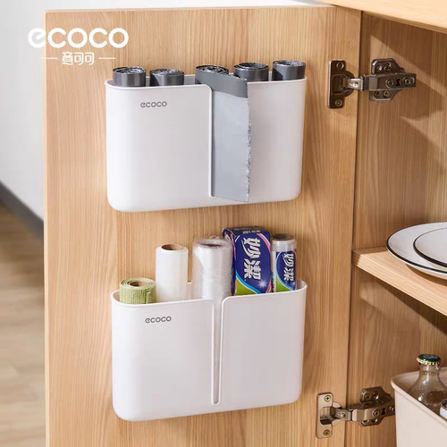 意可可垃圾袋收纳神器厨房壁挂式免打孔大容量塑料袋抽取盒收纳架