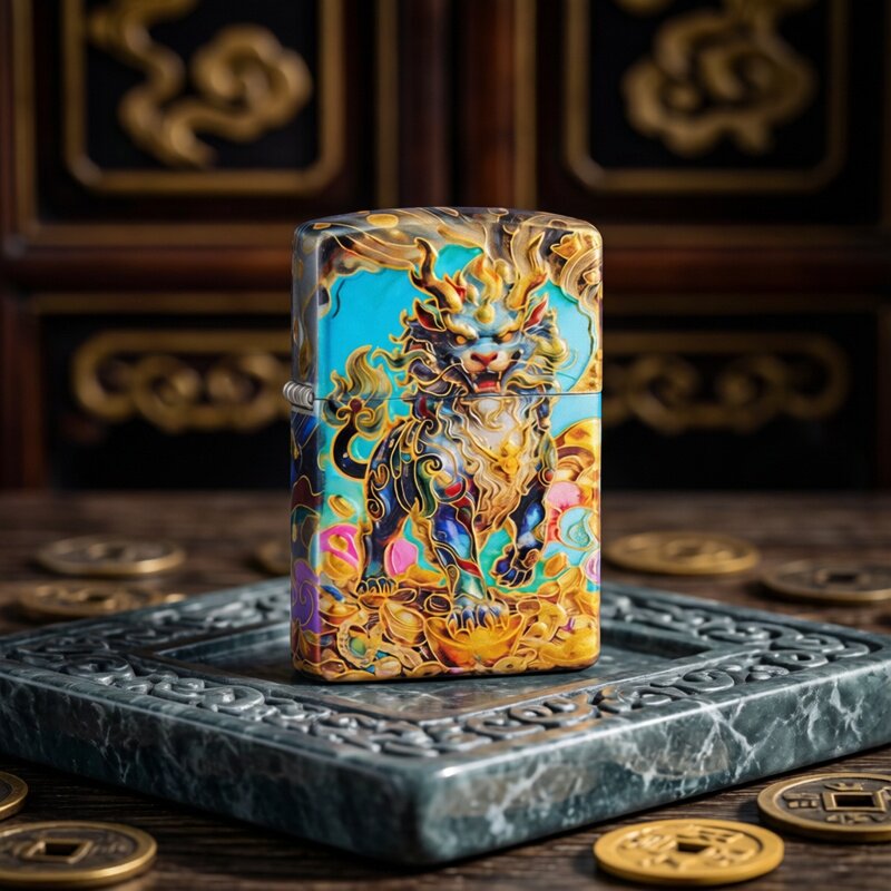 ZORRO佐罗二代升级款Z2D-9001吞金貔貅煤油打火机3D立体彩绘鎏金