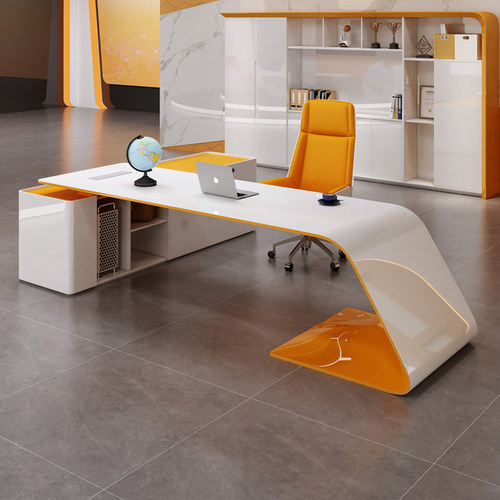 轻奢烤漆老板桌大班台总裁桌时尚个性办公桌简约现代经理桌主管桌