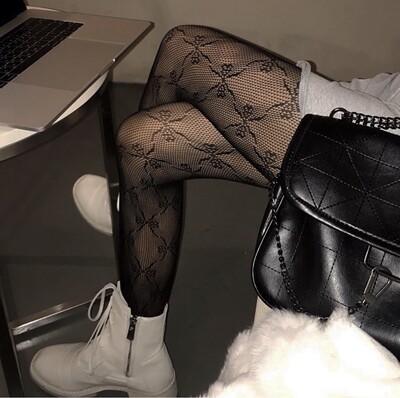 swimcity蕾丝蝴蝶结丝袜连体袜女