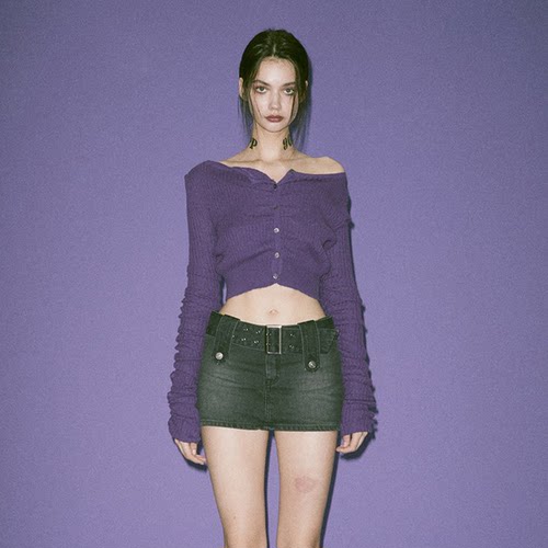 纽扣修身显瘦短款甜酷风针织开衫