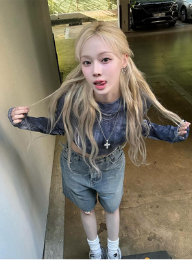 winter同款ASIFCALIE复古美式辣妹牛仔短裤女宽松牛仔中裤五分裤