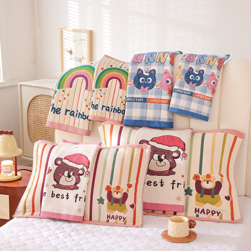 亲子款八层纯棉纱布枕巾一对装卡通可爱柔软防汗全棉加厚枕头盖巾,床上用品,枕巾,淘宝优惠券,粉丝福利购,淘宝优惠卷