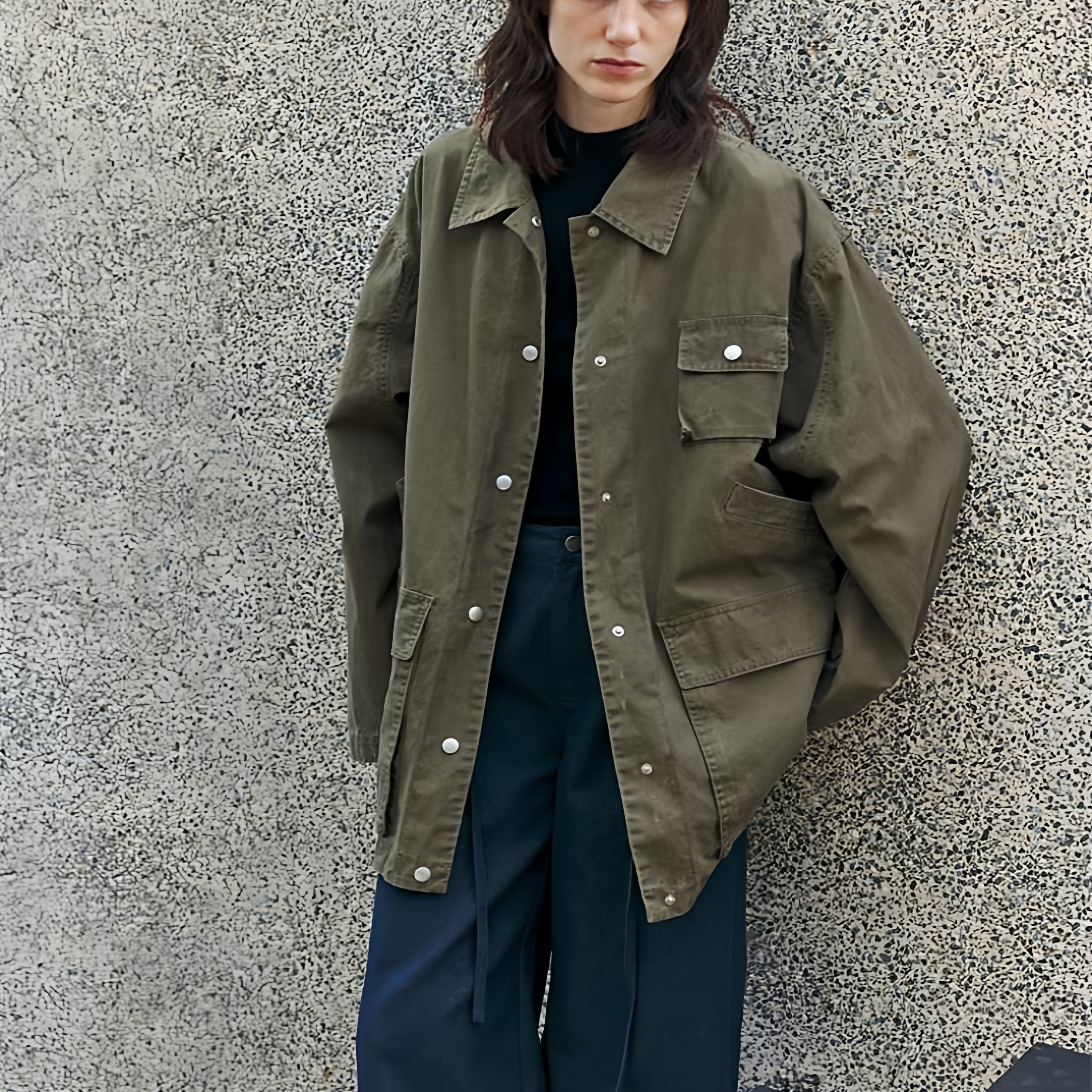 Fist to Fist  100%棉  水洗大口袋落肩工装廓形外套FW0058