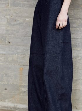 Fist to Fist 天然汉麻面料 双重水洗高腰阔腿牛仔长裤女FK0008