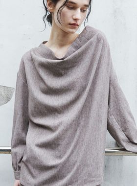 Fist to Fist 亚麻混纺 纸感褶皱肌理荡领衬衣FW0051