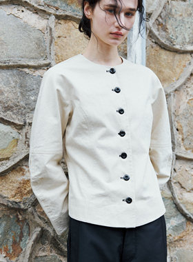 Fist to Fist 棉麻混纺 复古茧型 羊腿袖棉麻感收腰短外套FW0044