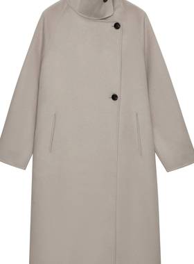 羊绒羊毛混纺 多穿型立领廓形感双面呢大衣外套FW0093