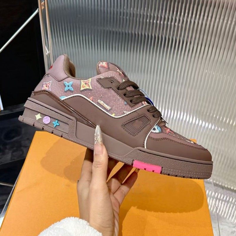 真皮运动鞋板鞋女厚底系带男士休闲鞋拼色复古秋冬透气情侣鞋男鞋