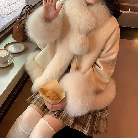 优选秋冬季 毛皮草外套女新新品保暖内胆麂皮绒有吊牌