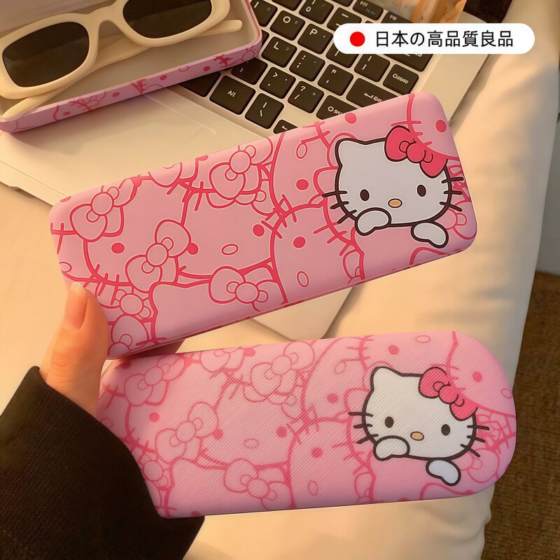 日本儿童眼镜盒kitty猫女甜美可爱抗压防摔近视眼镜收纳盒便携墨