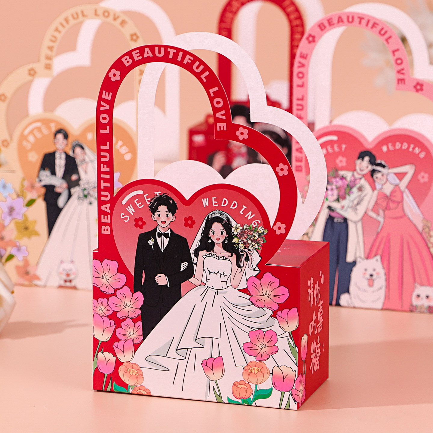 高级结婚喜糖盒子中式婚礼手提喜糖袋子伴手礼创意包装糖果盒空盒