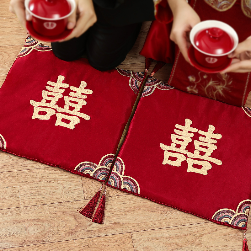 跪垫结婚敬茶改口坐福垫一对喜垫