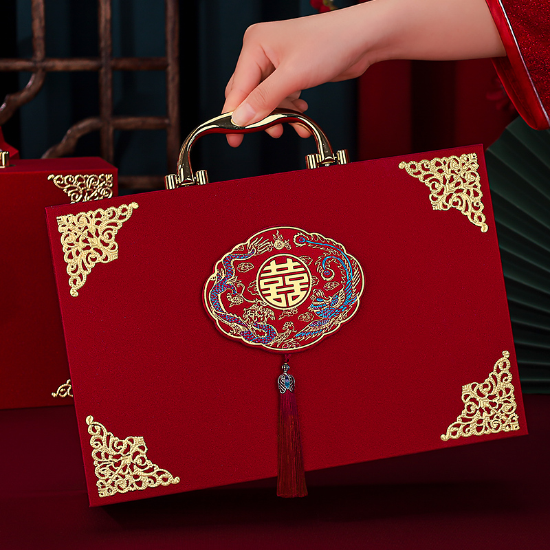 结婚彩礼钱盒提亲订婚下聘礼金箱