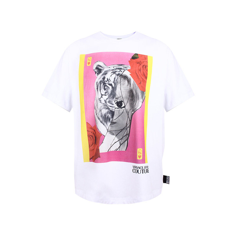 VERSACE JEANS/范思哲 VJ男士短袖老虎图案印花T恤 B3GVA7L6