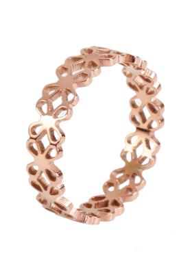 轻奢日式四叶镂空女chic钛钢戒指