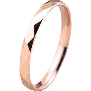 日式轻奢戒指男女网红简约时尚个性钛钢18k玫瑰金情侣戒指食指环