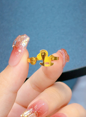 钛钢新中式马上有钱铜钱戒指大气时尚小众ins闺蜜食指环