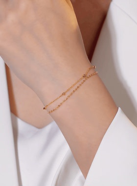 不掉色小众设计双层珠手饰轻奢