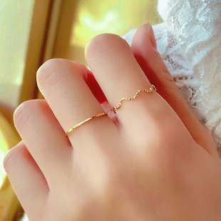 超细素圈戒指女小众设计个性ins风食指不掉色高级感小指尾戒叠戴