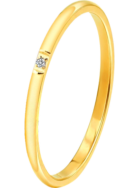 ins素圈设计18k玫瑰金小精致戒指