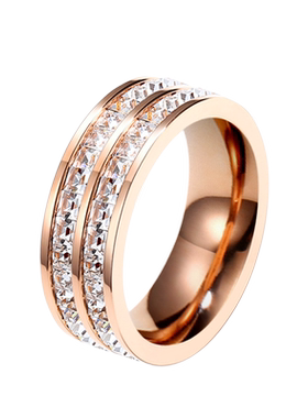 轻奢满钻chic网红18k素圈戒指