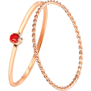 组合素圈麻花戒指女时尚个性轻奢小众精致钛钢18k玫瑰金尾戒小指