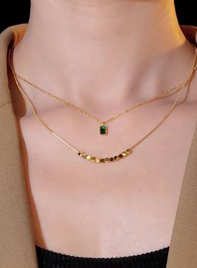 翡翠恋人祖母绿双层叠戴项链