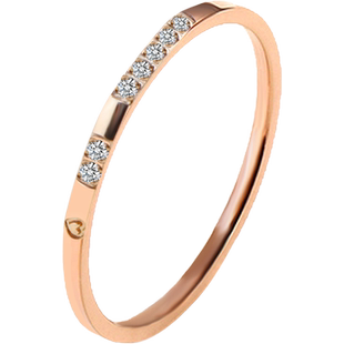 组合戒指女小众设计指环女韩国时尚带钻18K玫瑰金尾戒女小指ins潮