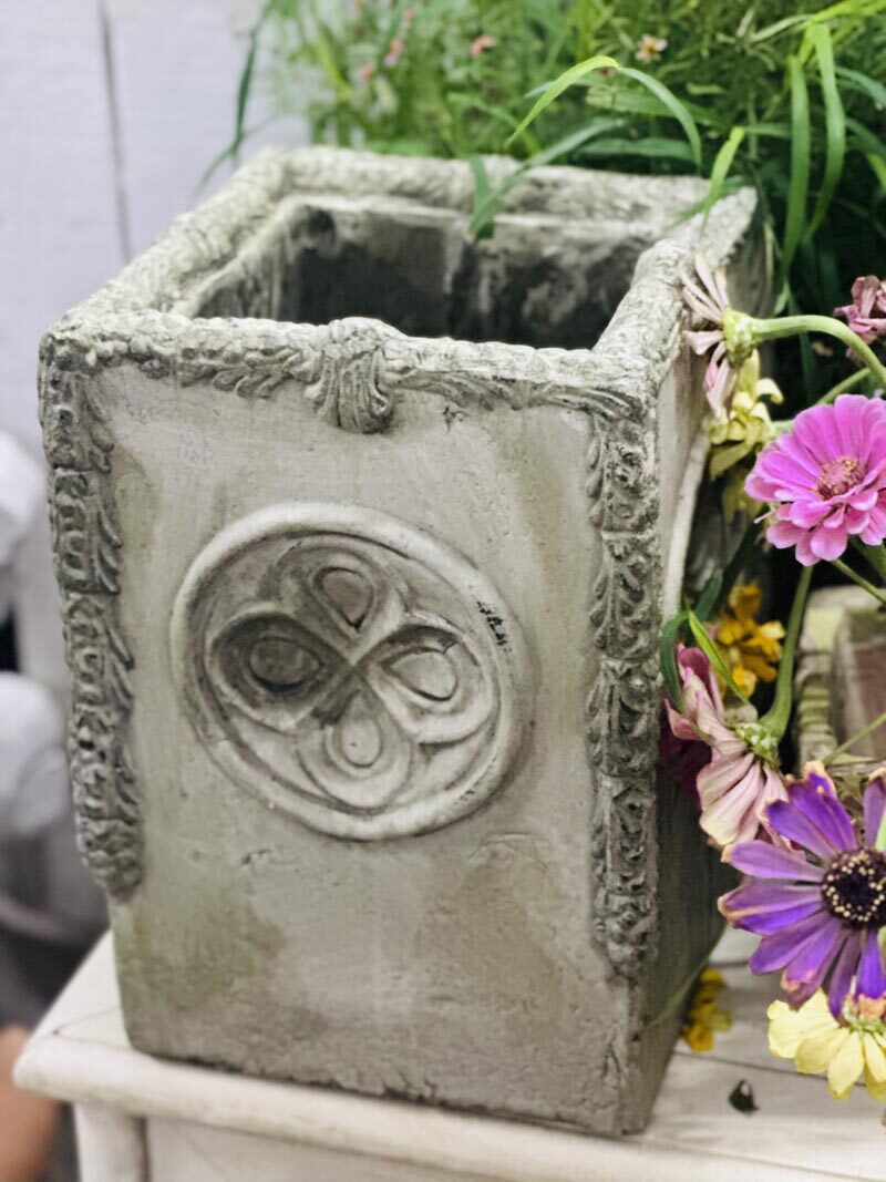 手压红陶做旧四瓣圆花花盆底座两用 罗马柱方柱红陶花盆红陶底座