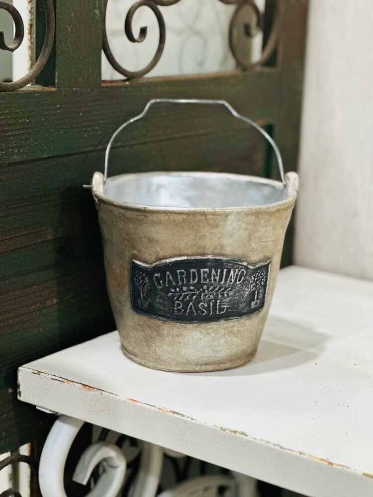 手工做旧复古水泥仿真铁桶花盆球根三角梅角堇月季花盆室内室外