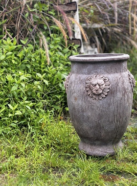 小花农粗陶红陶复古狮子大花盆庭院绿植三角梅透气百搭花盆