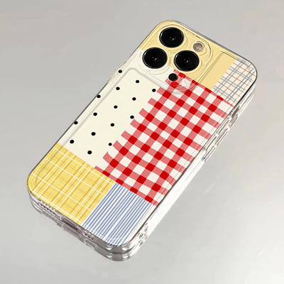 彩色格纹波点适用苹果16pro手机壳iPhone15promax新款华为mate70红米note13卡通k80小米14vivoos20oppo保护套