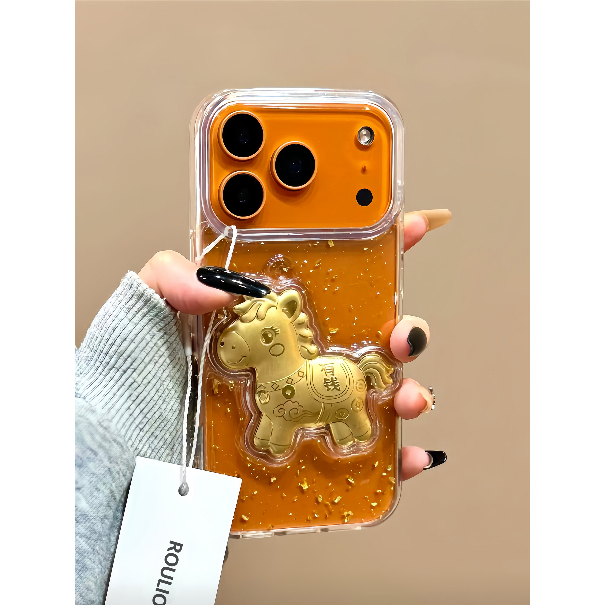 适用苹果17promax手机壳新款iphone17滴胶有钱金马17pro高级感air透明16全包防摔pm创意15网红14硅胶13小众12