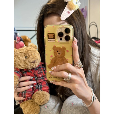 可爱jellycat巴塞罗那熊适用苹果16promax手机壳iPhone15新款16保护套13超火女款14全包防摔15pro个性超火xr