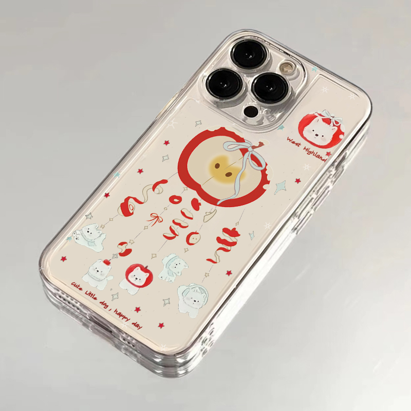 韩系苹果风铃小狗适用iphone16promax手机壳苹果13透明14华为mate70pro卡通vivox200小米15女oppo软套红米k80