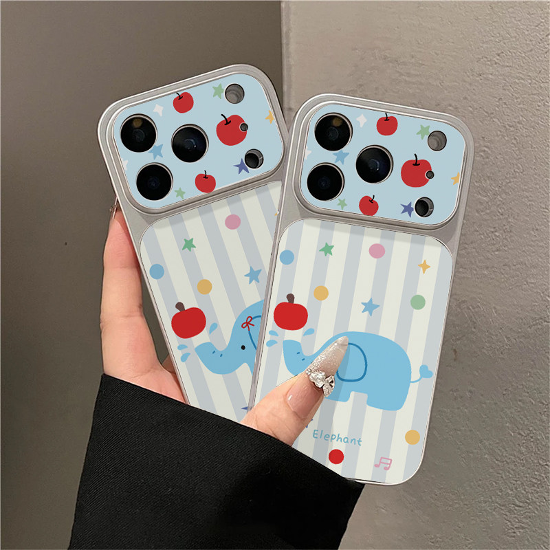 波点苹果小象适用苹果18Promax手机壳iPhone17PRO卡通华为PuraXView/80/90电镀秒变壳Y300reno15nova16小米17