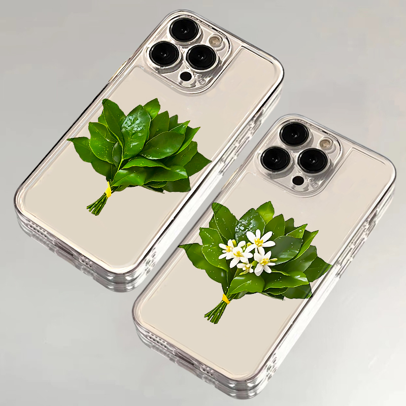 柚子叶适用苹果17promax手机壳iPhone16/15新款vivos30透明OPPOA6简约华为nova14情侣pura80女红米note15pro+